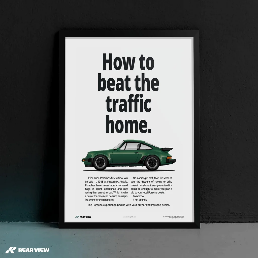 Beat The Traffic - 930 Turbo Vintage Art Print - Image 3