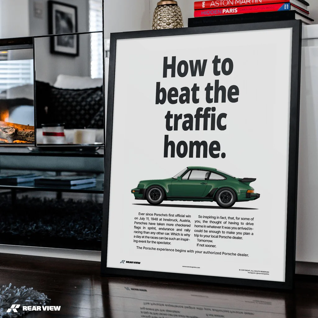 Beat The Traffic - 930 Turbo Vintage Art Print - Image 4