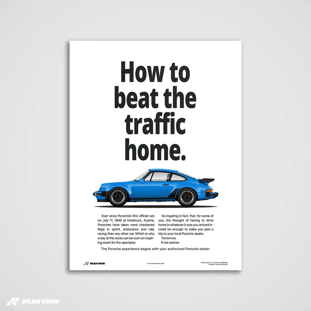 Beat The Traffic - 930 Turbo Vintage Art Print - Image 8