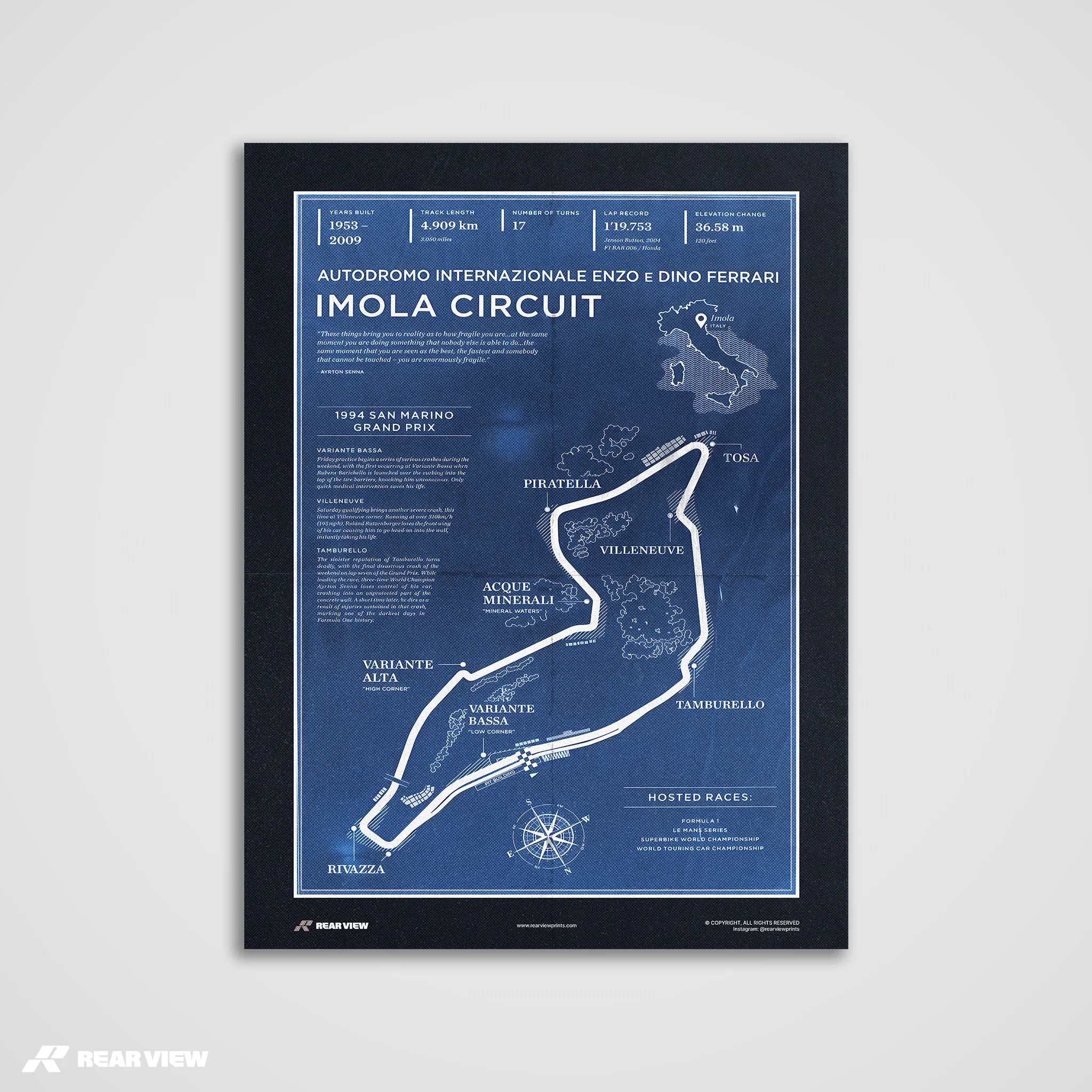 Imola Race Track - Vintage Art Print - Image 5