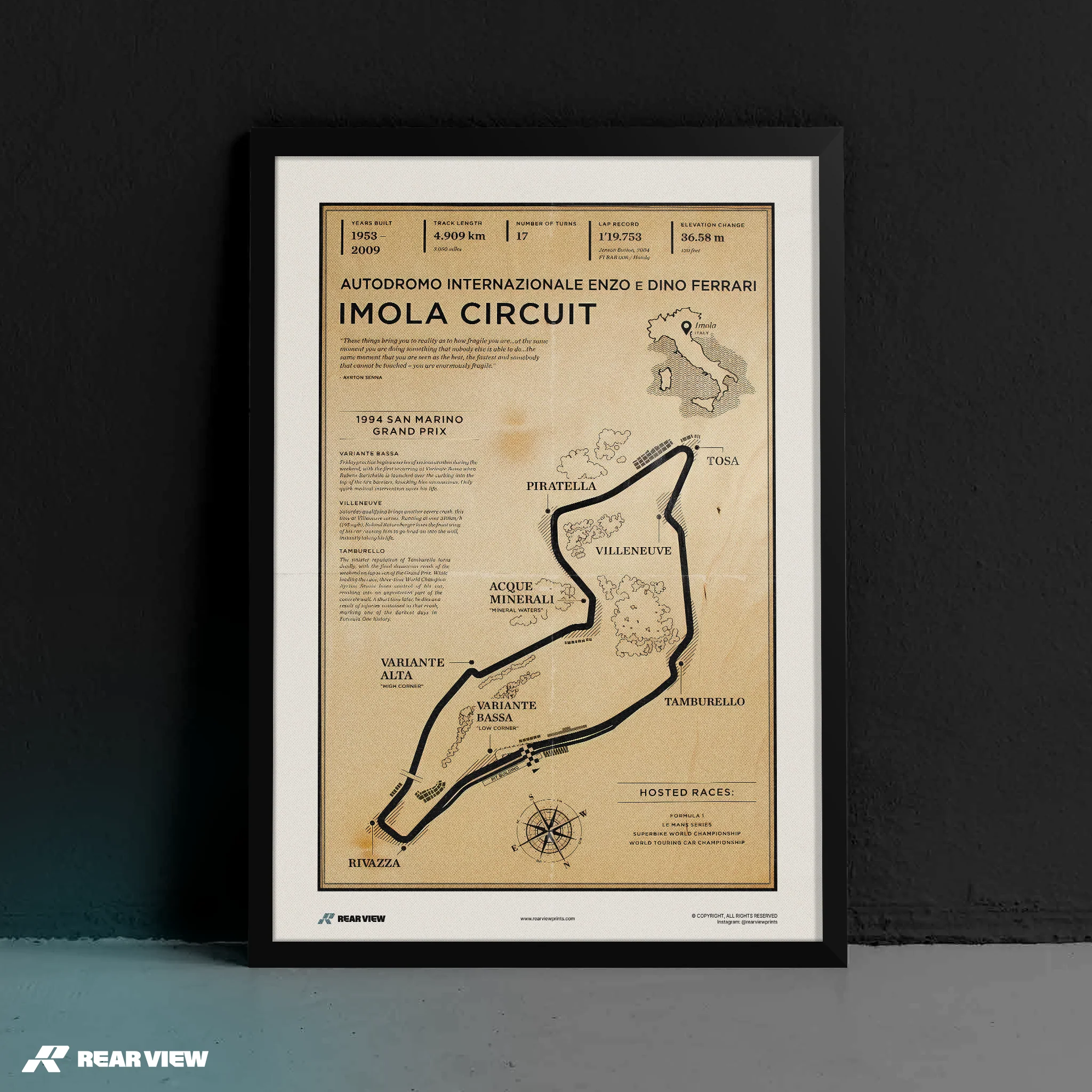 Imola Race Track - Vintage Art Print - Image 6