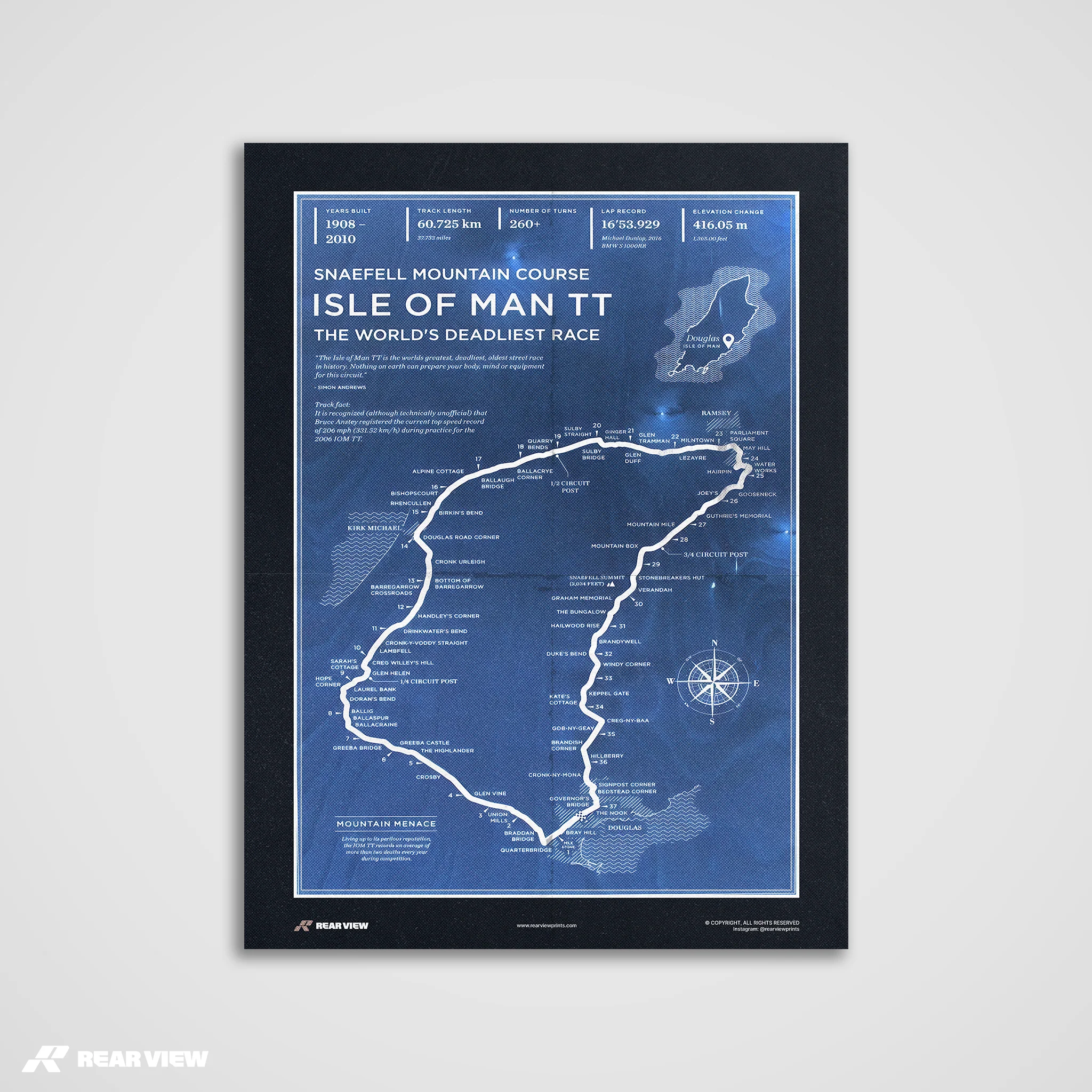 Isle of Man TT Race Track - Vintage Art Print - Image 5