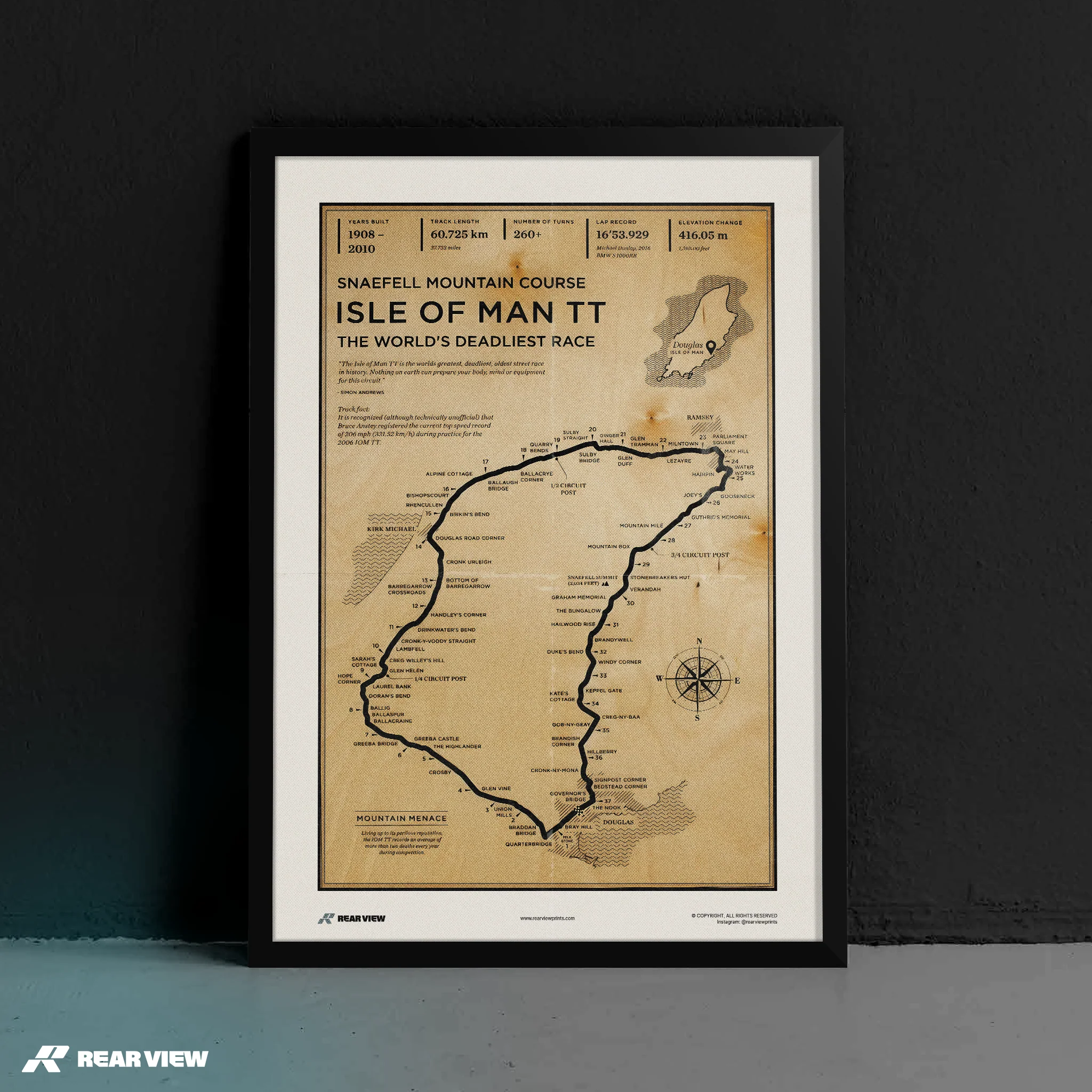 Isle of Man TT Race Track - Vintage Art Print - Image 7