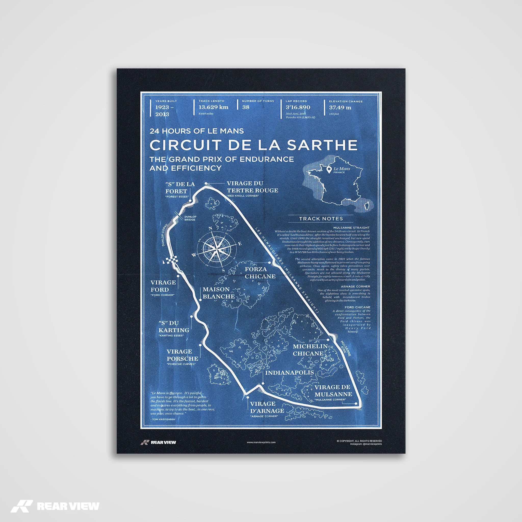 Le Mans Race Track - Vintage Art Print - Image 3