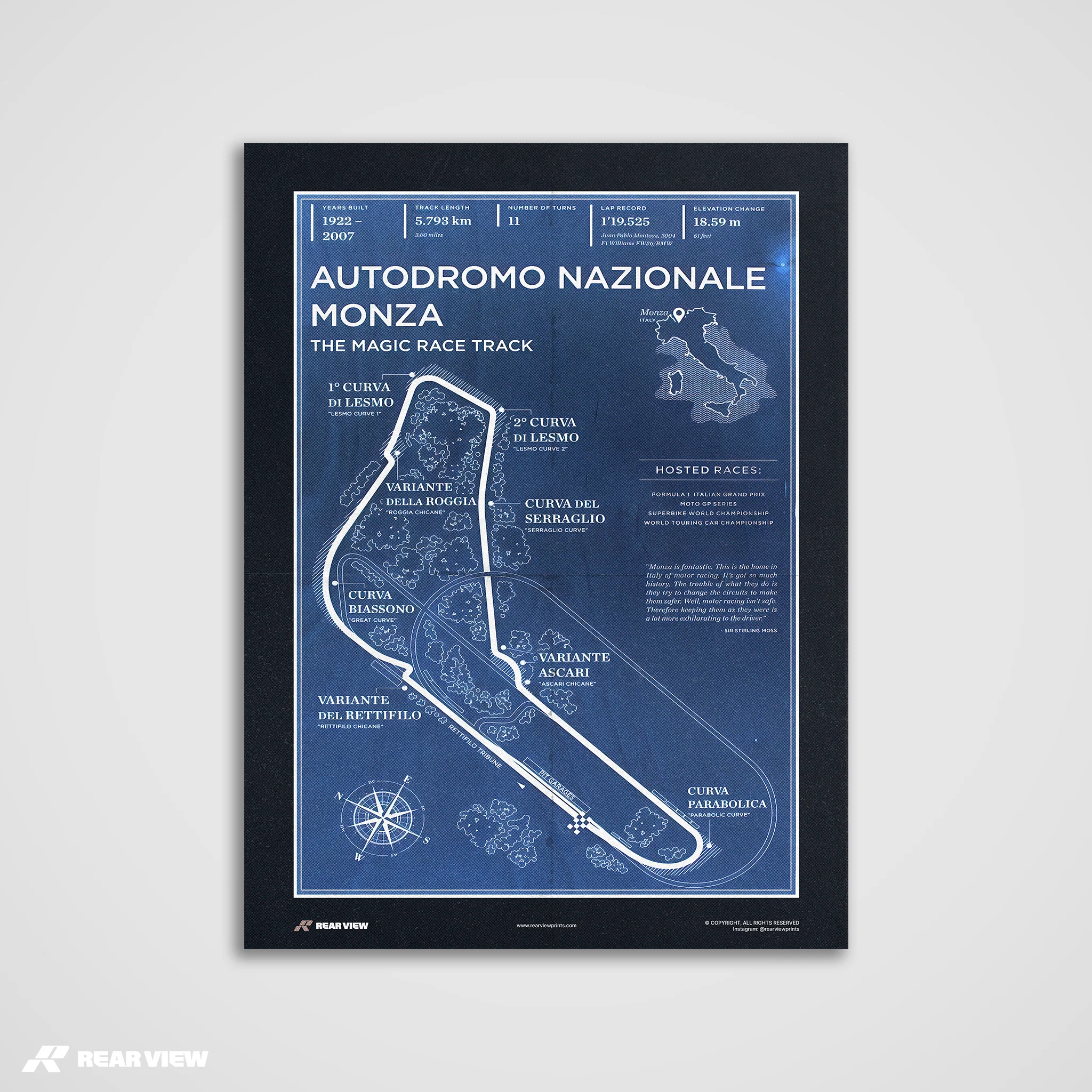 Monza Race Track - Vintage Art Print - Image 10