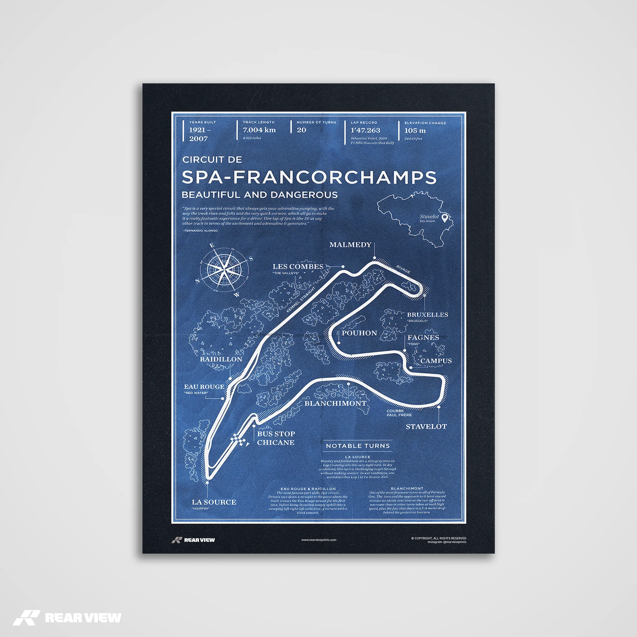 Spa Race Track - Vintage Art Print - Image 3