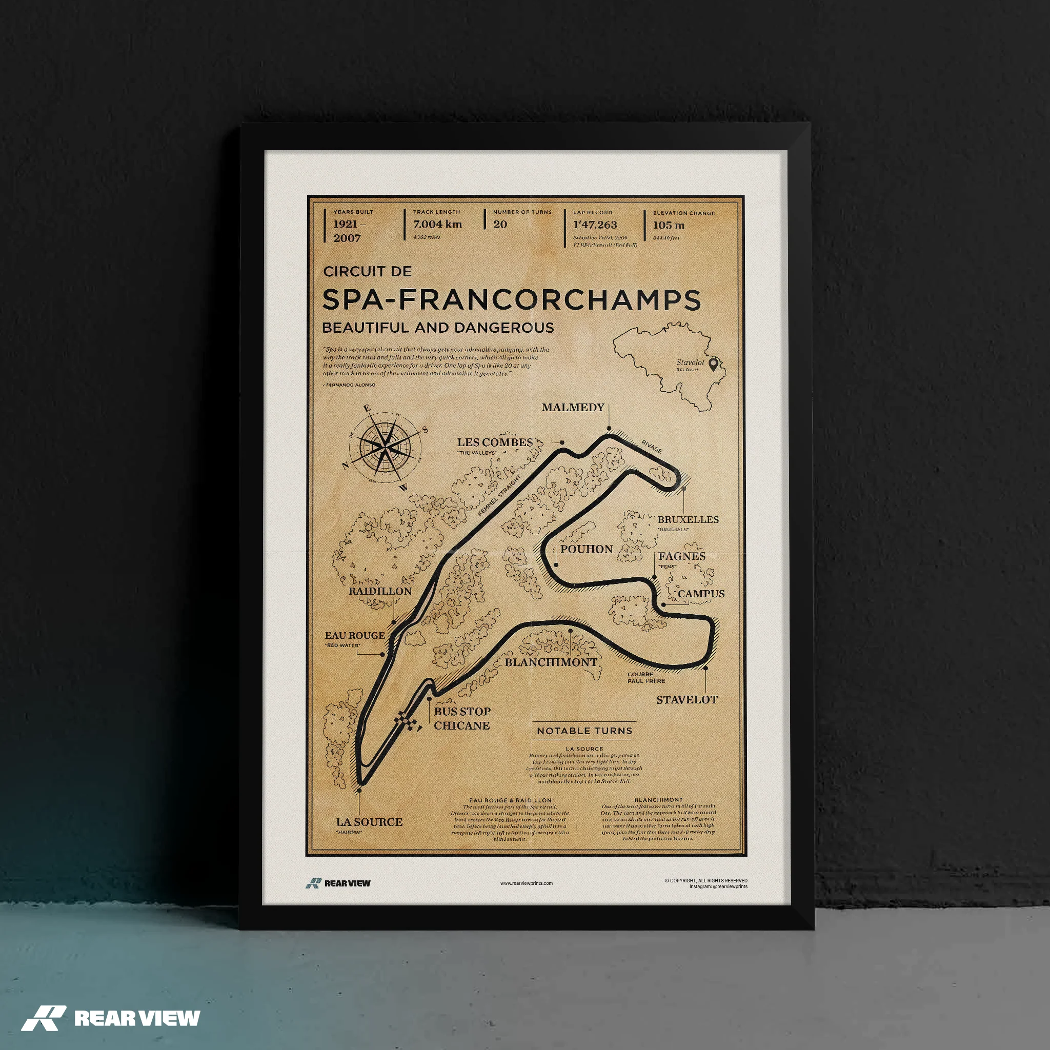 Spa Race Track - Vintage Art Print - Image 7